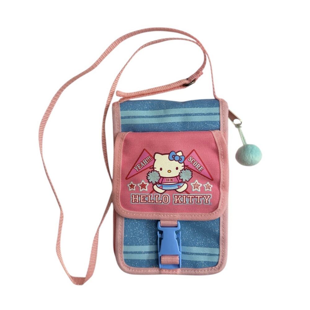 Vtg 2002 Hello Kitty Pink Canvas Crossbody Wallet Purse Bag Collectible